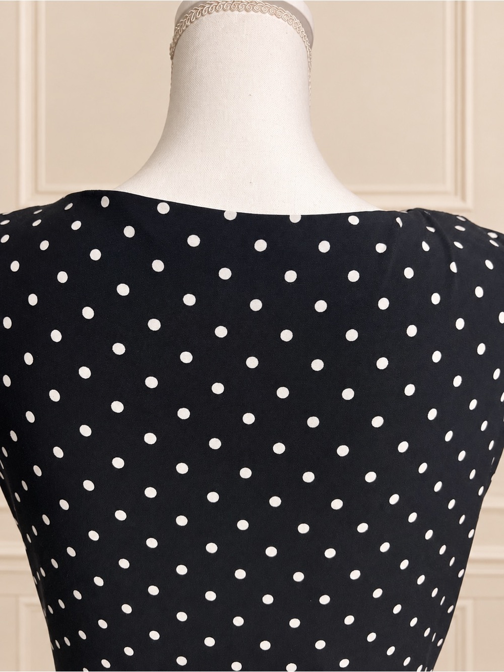 Lauren Ralph Lauren Polka Dot Faux Wrap Midi Dress Black White Size 14 - Picture 5 of 6
